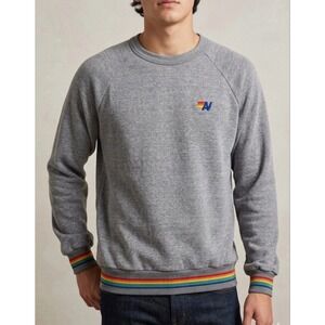Aviator Nation Gray Cotton Logo Signature Rainbow accents Cotton Sweatshirt sz S